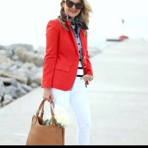 J Crew Schoolboy Blazer Women’s Size 6 Poppy Orange 100% Wool Jacket Preppy